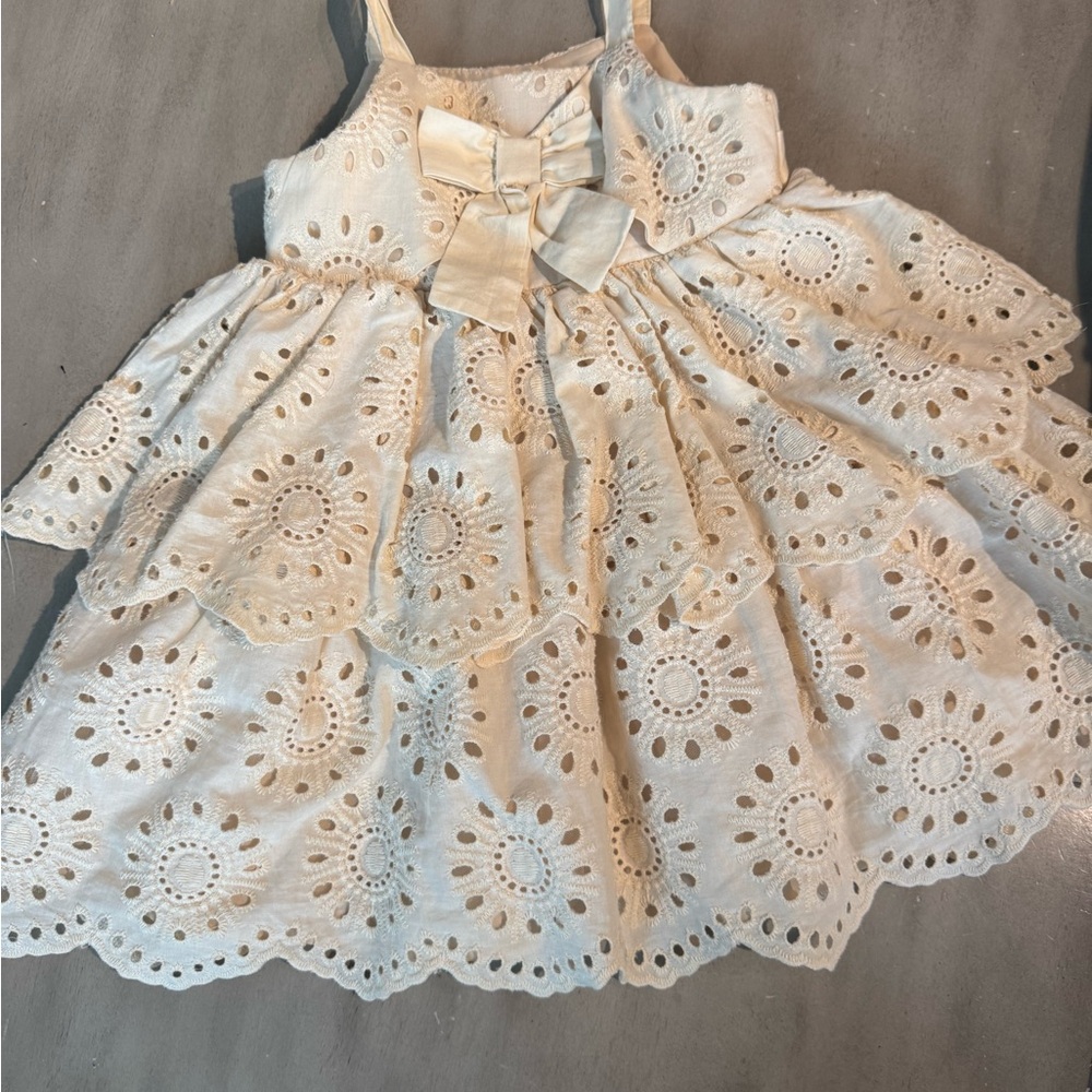 Blueberi Boulevard Cream Eyelet Dress